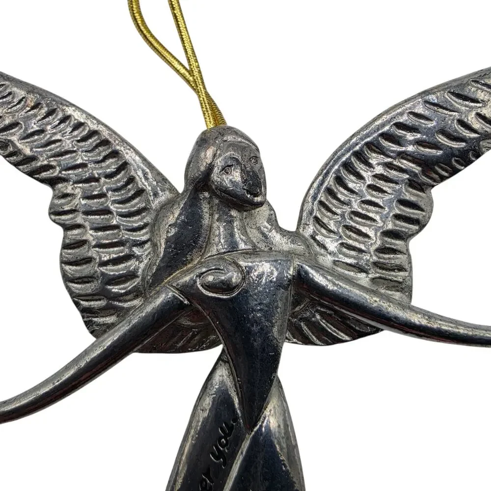 Midwest of Cannon Falls Pewter Serenity Angel Christmas Ornament 1990s Vintage